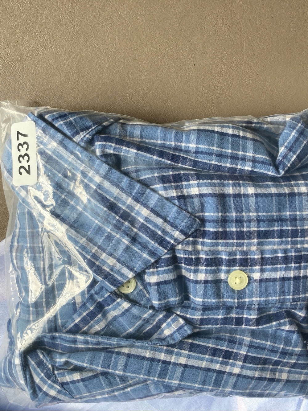 100% Cotton Blue Plaid Short-Sleeve Button-Up Shirt - Picture 9 of 9